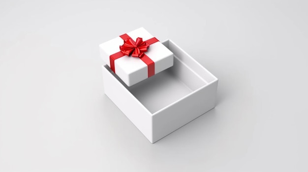 Photo white gift box open with blank red bottom box ai generative