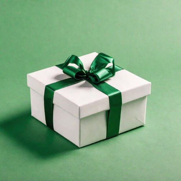 white gift box on a plain green background