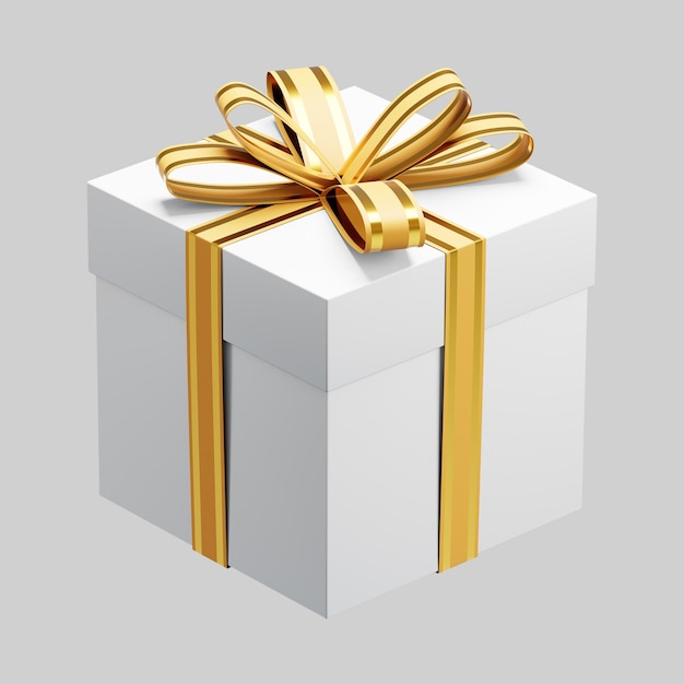 クリスマスを祝う黄金のリボン付きの白いギフトボックス