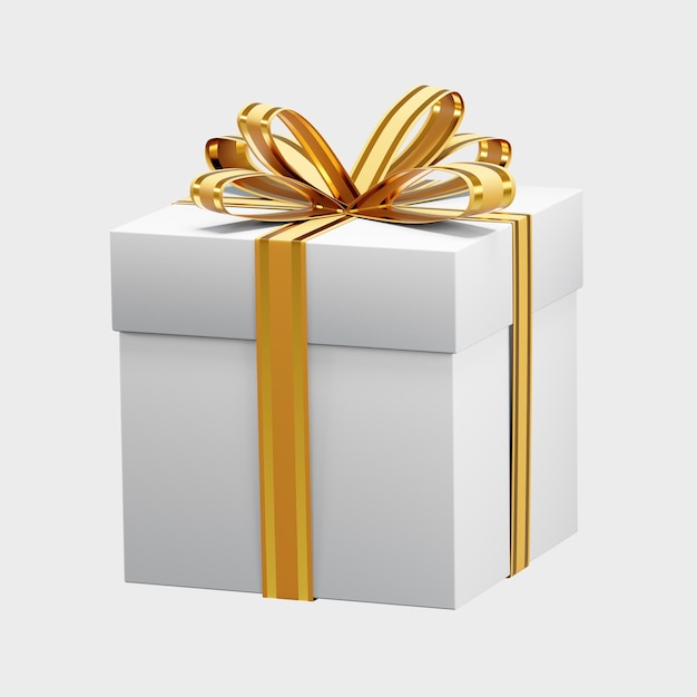 クリスマスを祝う黄金のリボン付きの白いギフトボックス