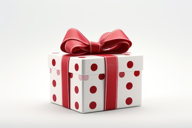 white gift box with a red bow