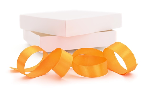 White gift box with yellow ribbon