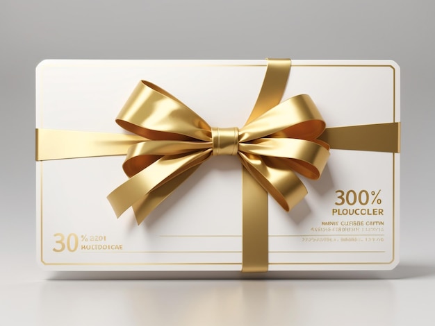 White Gift Voucher with Gold Ribbon and Bow Design