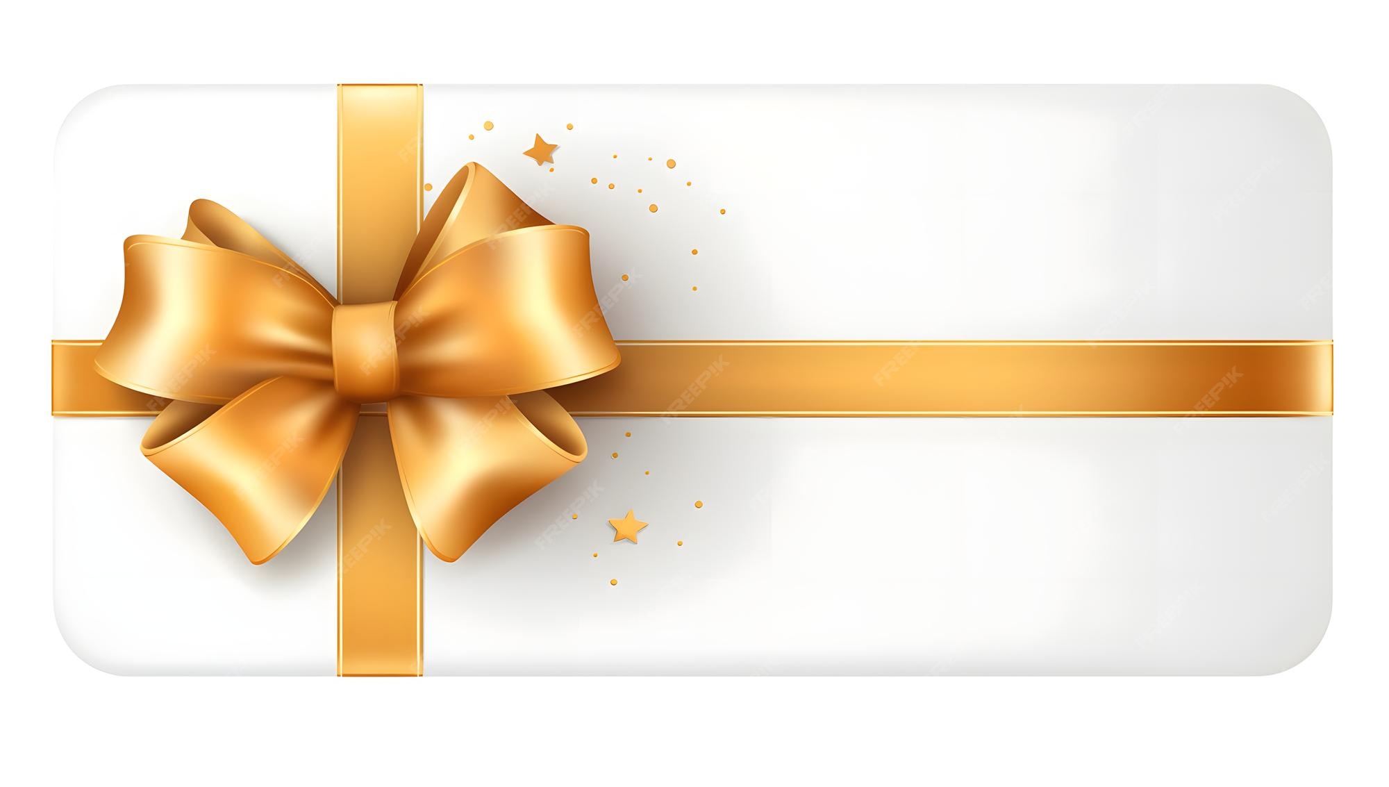 Premium Photo | White gift voucher with gold ribbon and bow Disco on