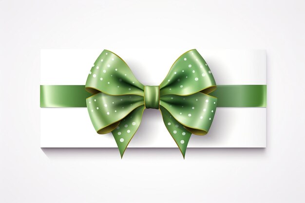 White Gift Voucher with green bow Isolated on a White Background Generative Ai