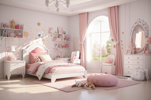 White girl child bedroom interior