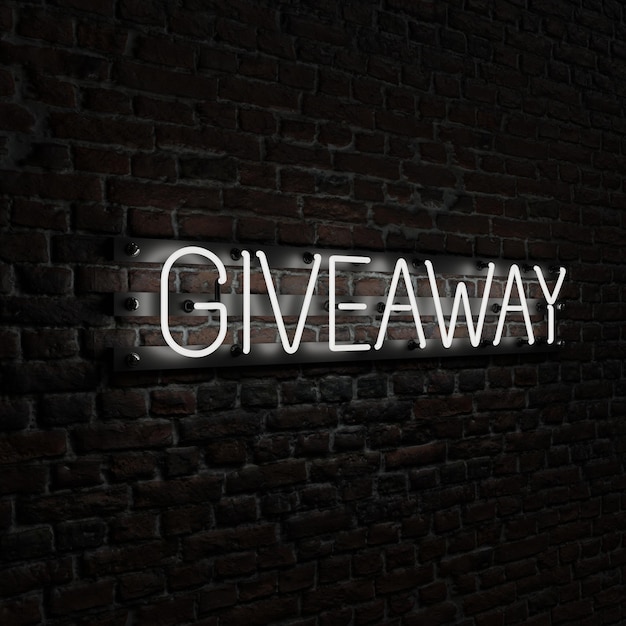 White Giveaway Neon With Brick Background