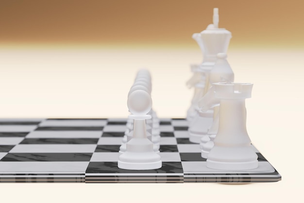 Photo white glass chess pieces on chess board. chess as a symbol of leadership, struggle, victory, strategy, business.