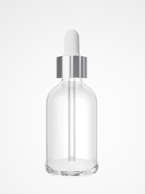 Photo white glass cosmetic serum dropper bottle 3d render care product packaging