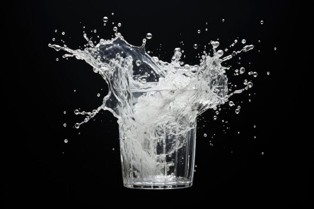 White glass is splashed with water.