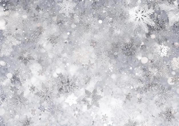 a white glitter texture with snowflakes and sparkling stars in the style of light gray and silver