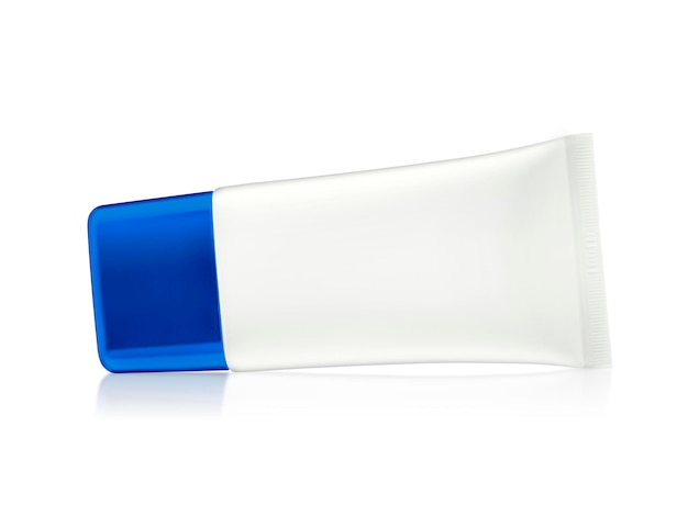 White glossy plastic tube for medicine or cosmetics cream