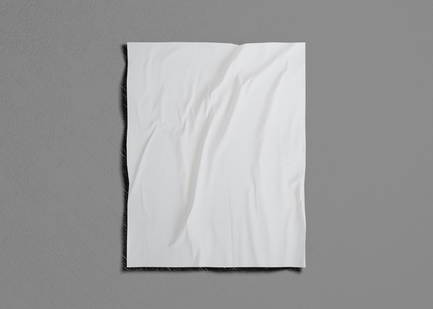 white glued paper poster mockup on gray background