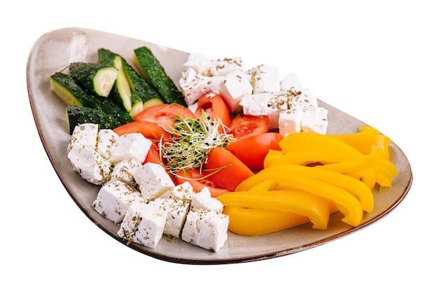 White goat feta cheese and vegetables