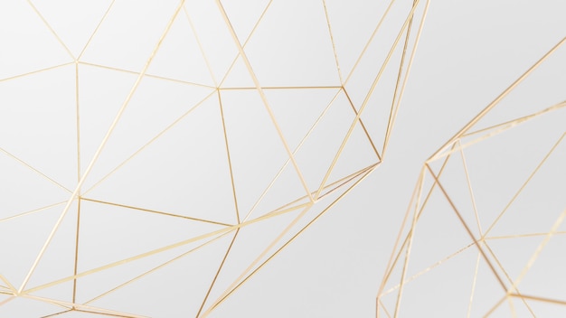 Photo white and gold angular geometric abstract wallpaper background 3d render