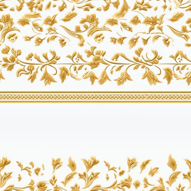 Photo a white and gold background with a floral design