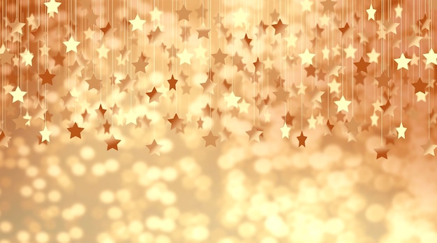 Photo white gold blurred background with small gold stars elements