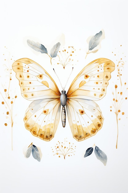 White Gold Butterfly illustratie voor het ontwerpen