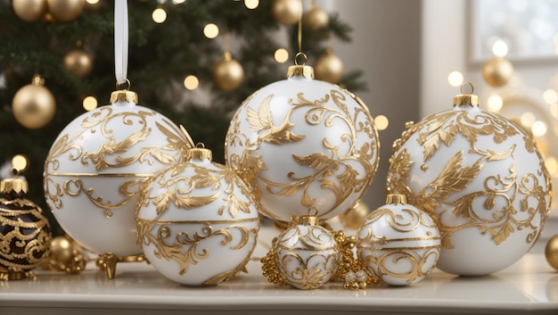 White and Gold Christmas Ornaments