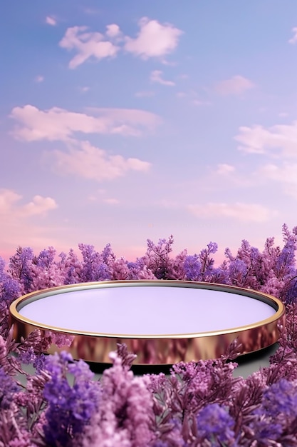 White Gold Circle Podium voor productvertoning op paarse vloer