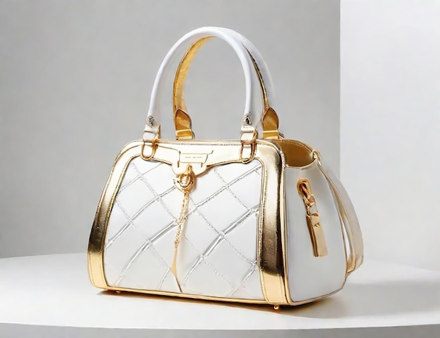 White and gold color luxury women's bag AI generated