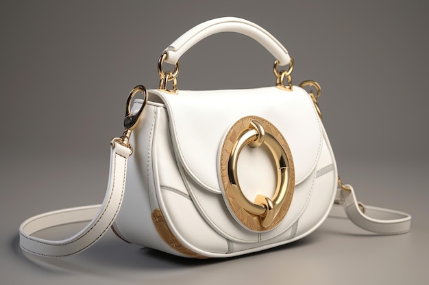 White and gold color luxury women's bag