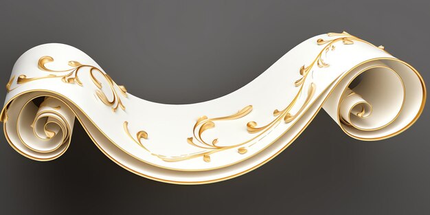 A white and gold curved object