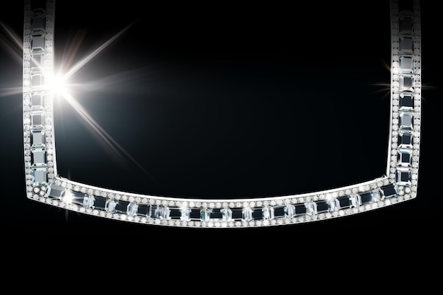 a white gold and diamond necklace on a black background