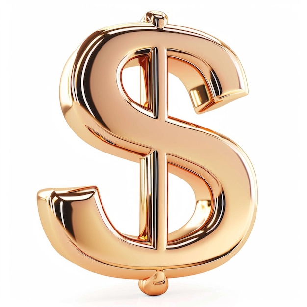 White gold dollar sign on white background