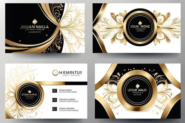 Photo white and gold luxury design business card flat template vector