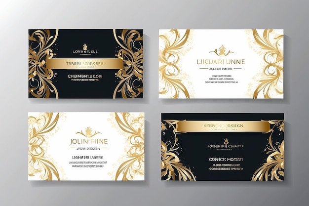 White and Gold Luxury Design Business Card Flat Template Vector