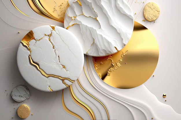 White and gold marble stone texture background surface design Luxury modern elegant Generative AI