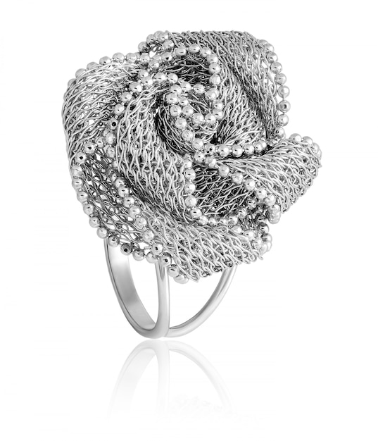 white gold ring rose shaped