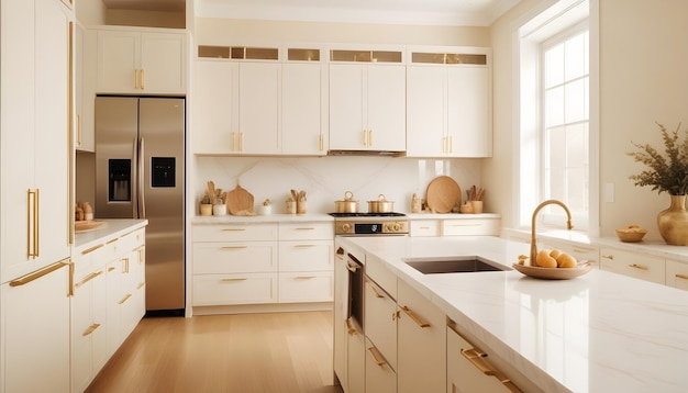 white and gold theme modern interior