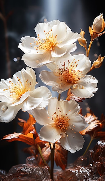 White and golden beautiful flowers AI generated
