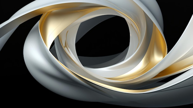 White and golden dynamic abstract twisted shape