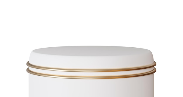 White and golden podium isolated on white background Elegant stage for product cosmetic presentation Luxury mock up Pedestal or platform for beauty products Empty scene Display showcase 3D