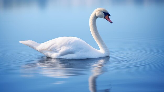 White goose in the pond