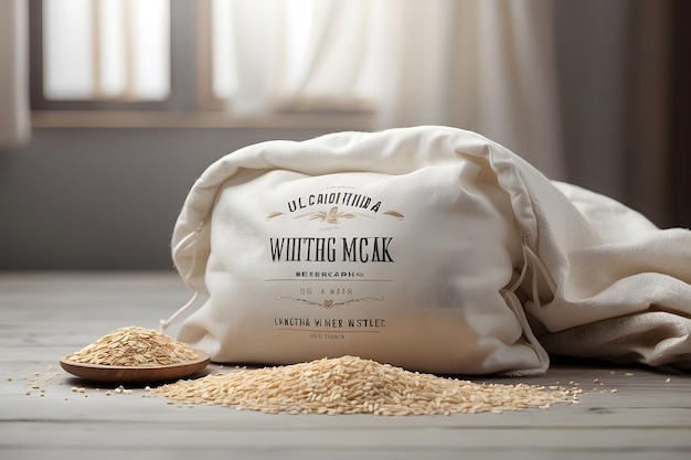 Photo white grain sack mockup design