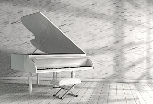 White grand piano. Music background.