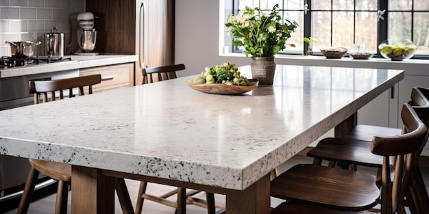 White granite kitchen table for product placement portrait