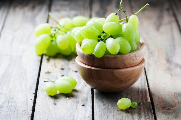 White grape on the wooden table