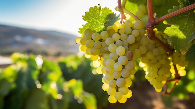 White grapes in a g mar vineyard tenerife spain