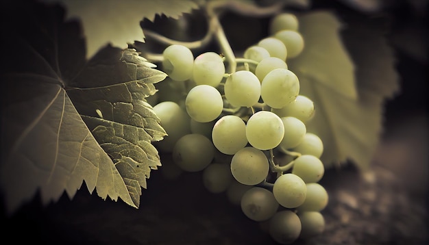 白ブドウの古い写真 ブドウ ヴィンテージ ポストカード ブドウの収穫 抽象的な生成 Ai イラスト