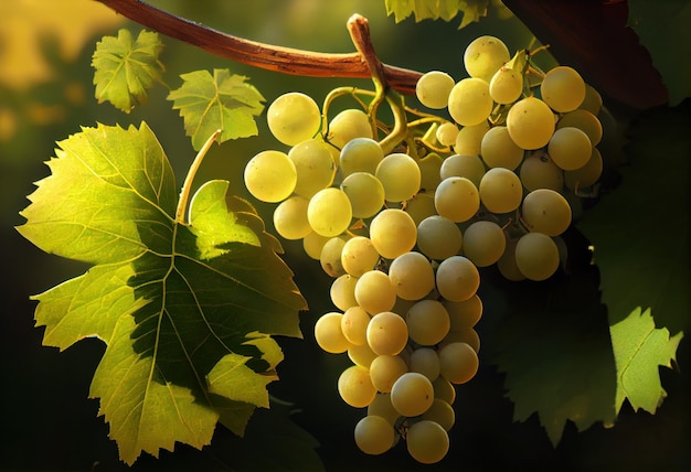 White grapes on the vine Generative AI