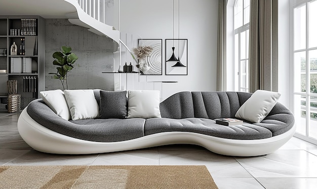 Foto a white and gray modern style sofa