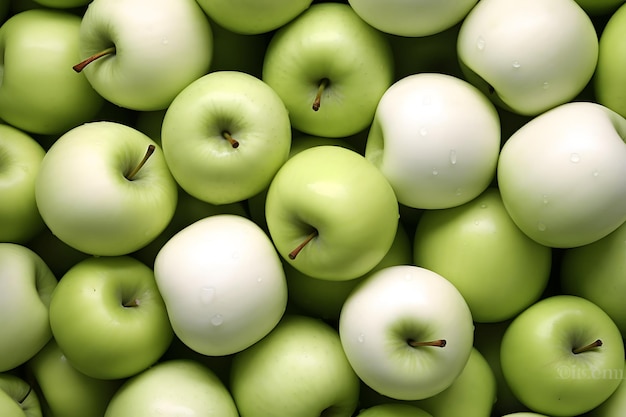 White and green apples background