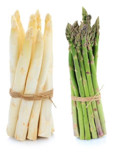 分離された白と緑のアスパラガス束野菜