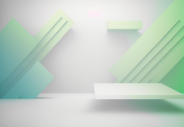 White and green geometric 3d background