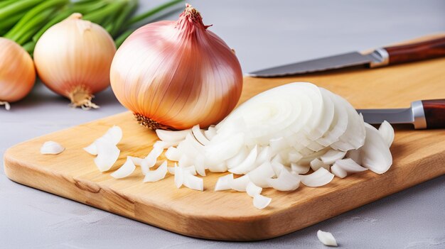 white and green onions and a bunch of white onions close up